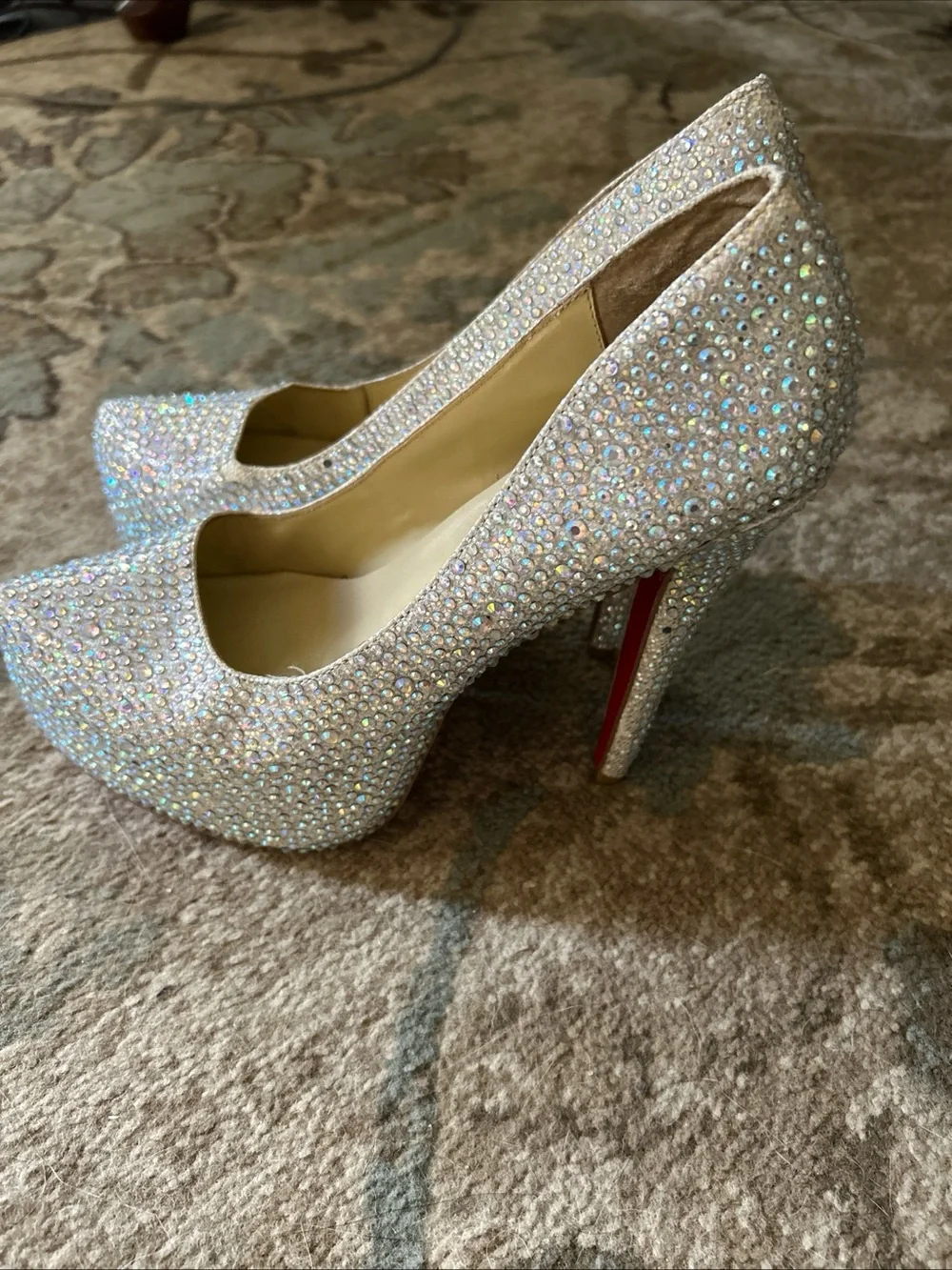 Christian Louboutin Iridescent Crystal Pointed Toe Pumps